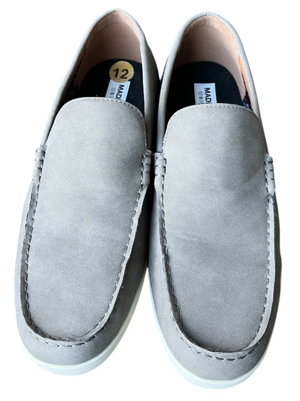 Madden Men’s Casual Dress Shoes Loafers w Ortholite mushroom w brown trim 12